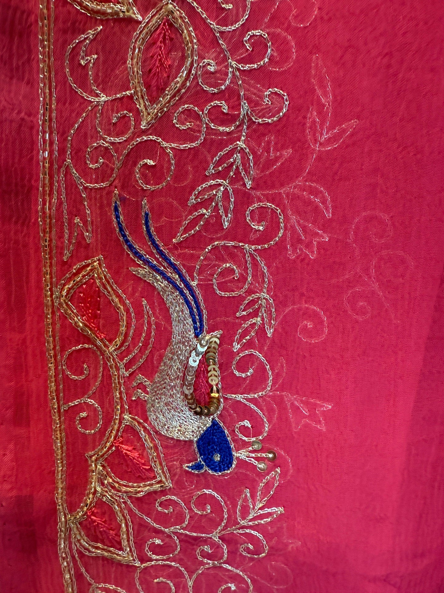 Gajri Peacock Diamond Chiffon Saree