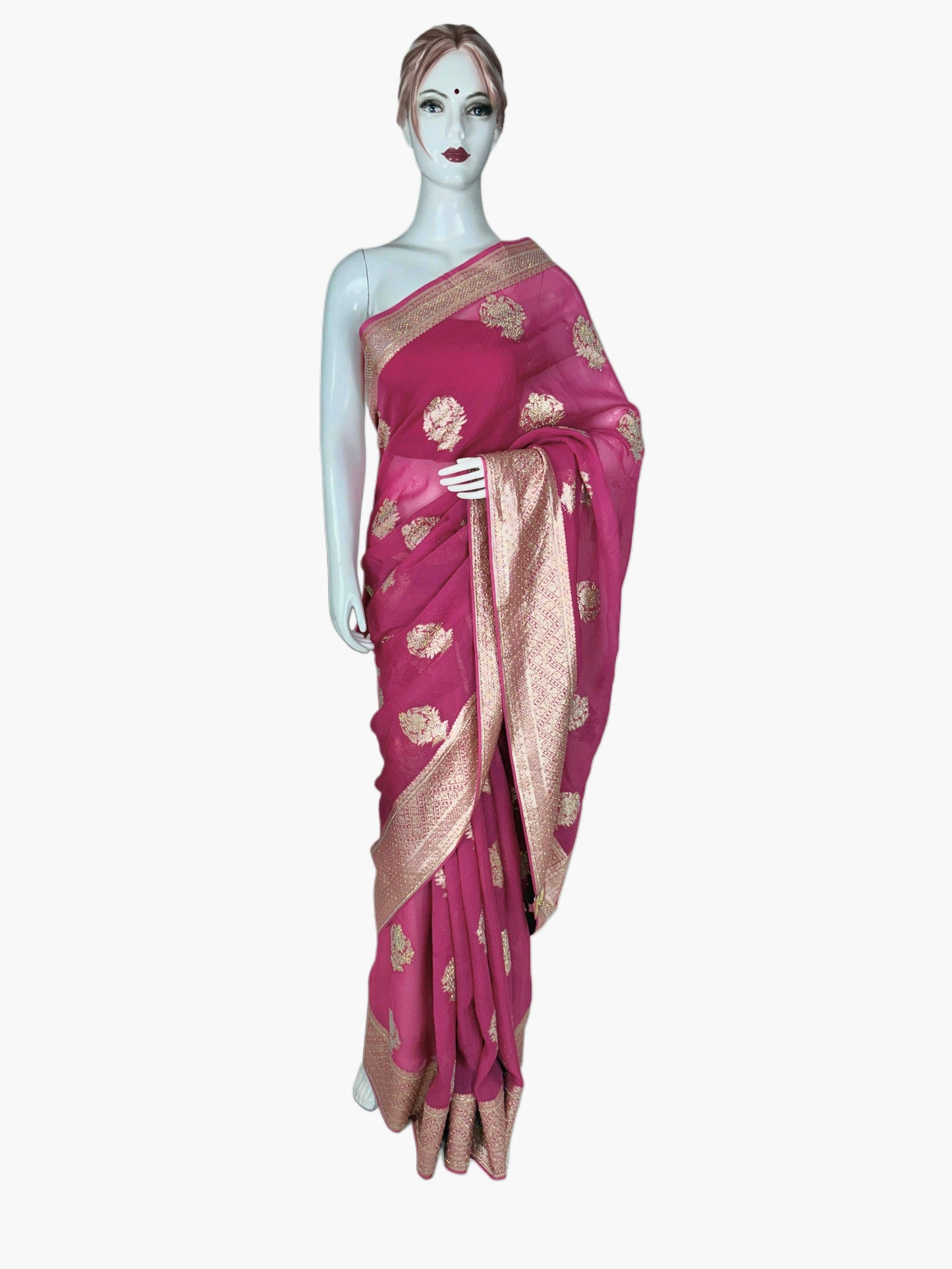 Onion Pink Chiffon Saree