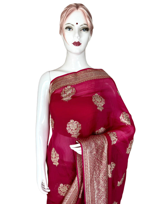 Rani Pink Chiffon Saree