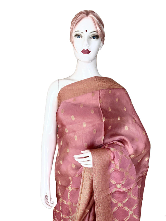 Onion Peach Banarasi Saree