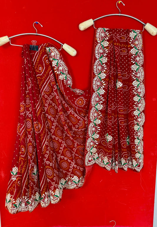 Red Bandhej Chunnri Dn-3399