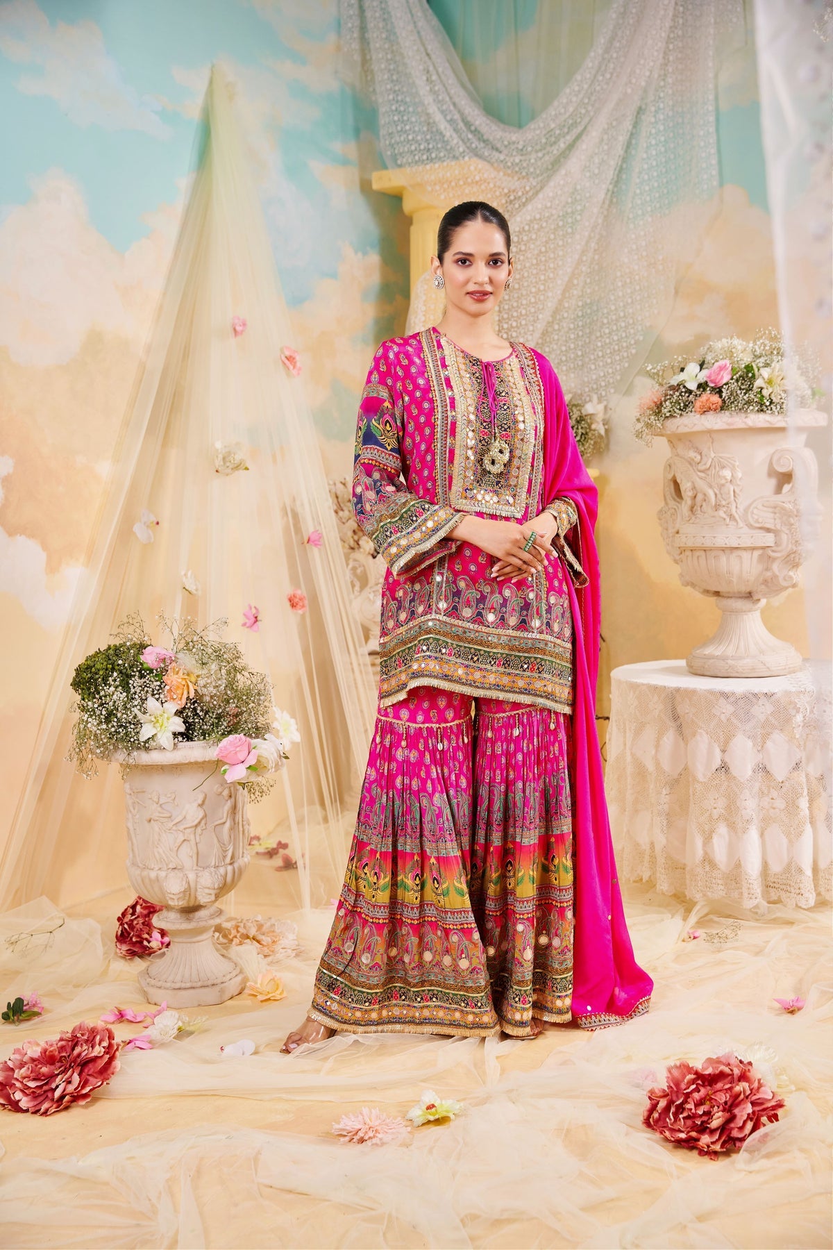 Rani Traditional Printed Crepe Silk Sharara Set