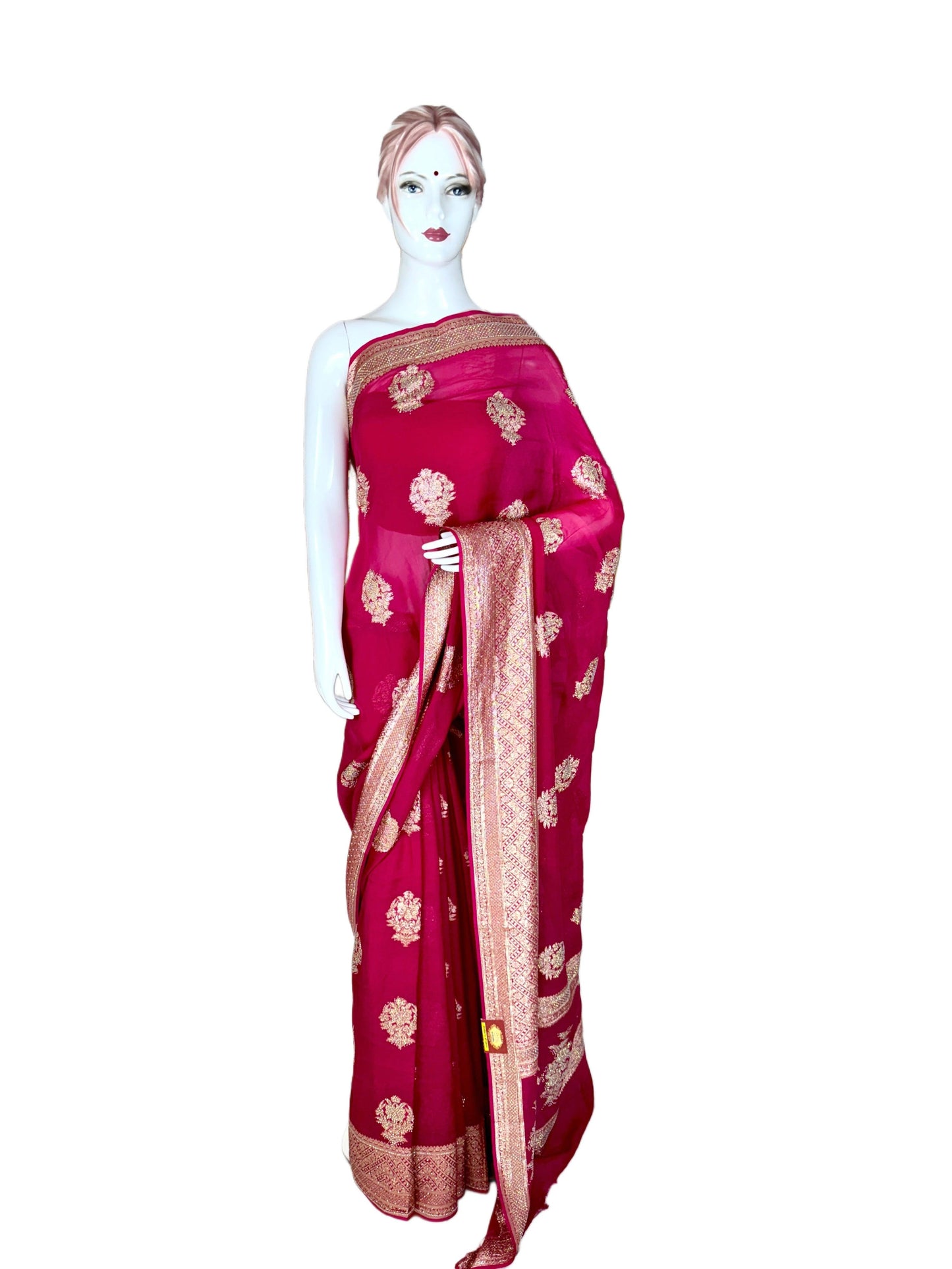 Rani Pink Chiffon Saree