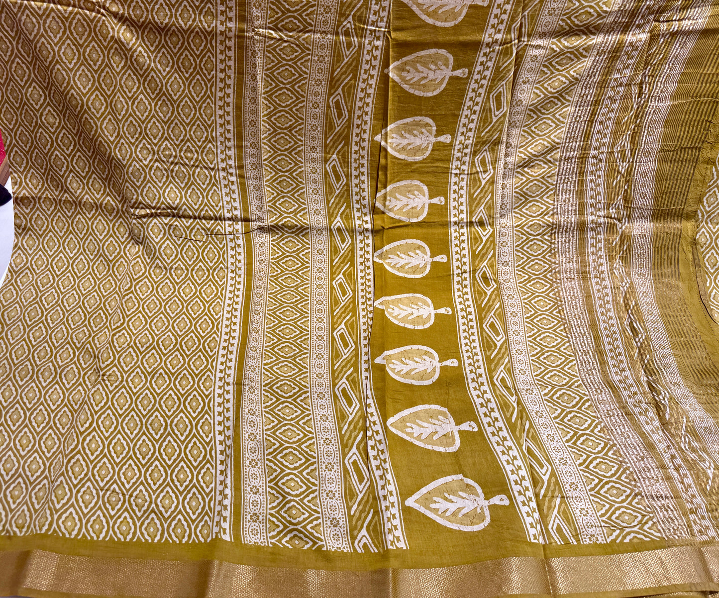 Pure Cotton Block Print With Zari Boder Dn-4544