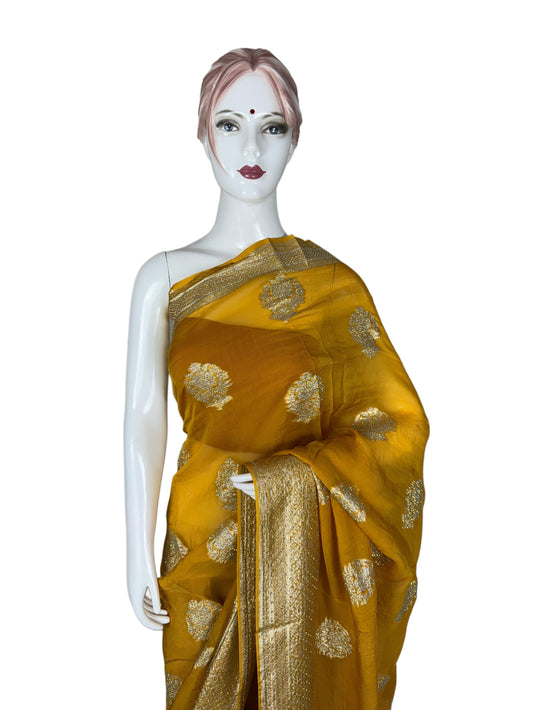 Mustard Chiffon Saree