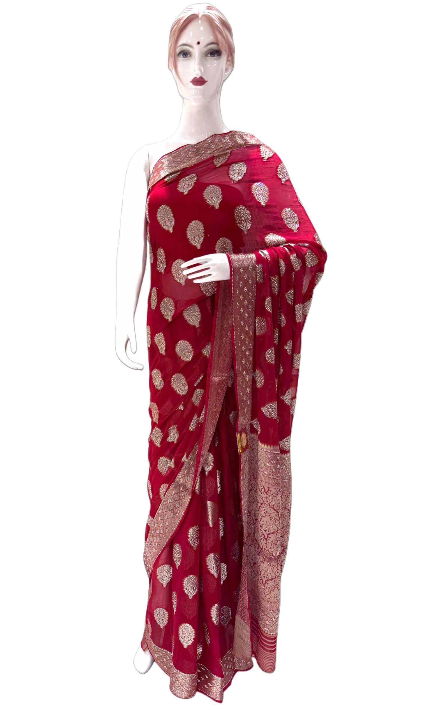 Red Chiffon Saree