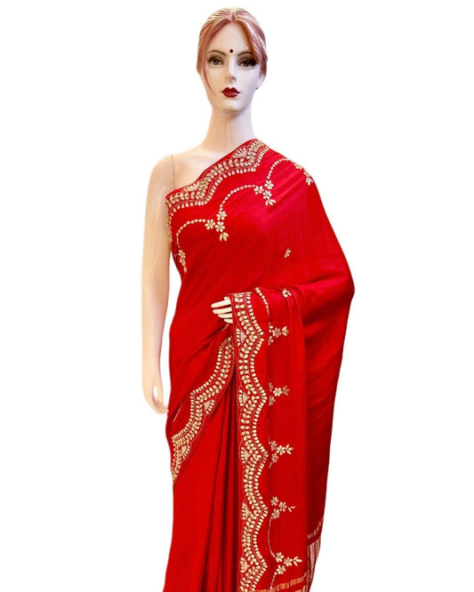 Red Gajji Silk Saree