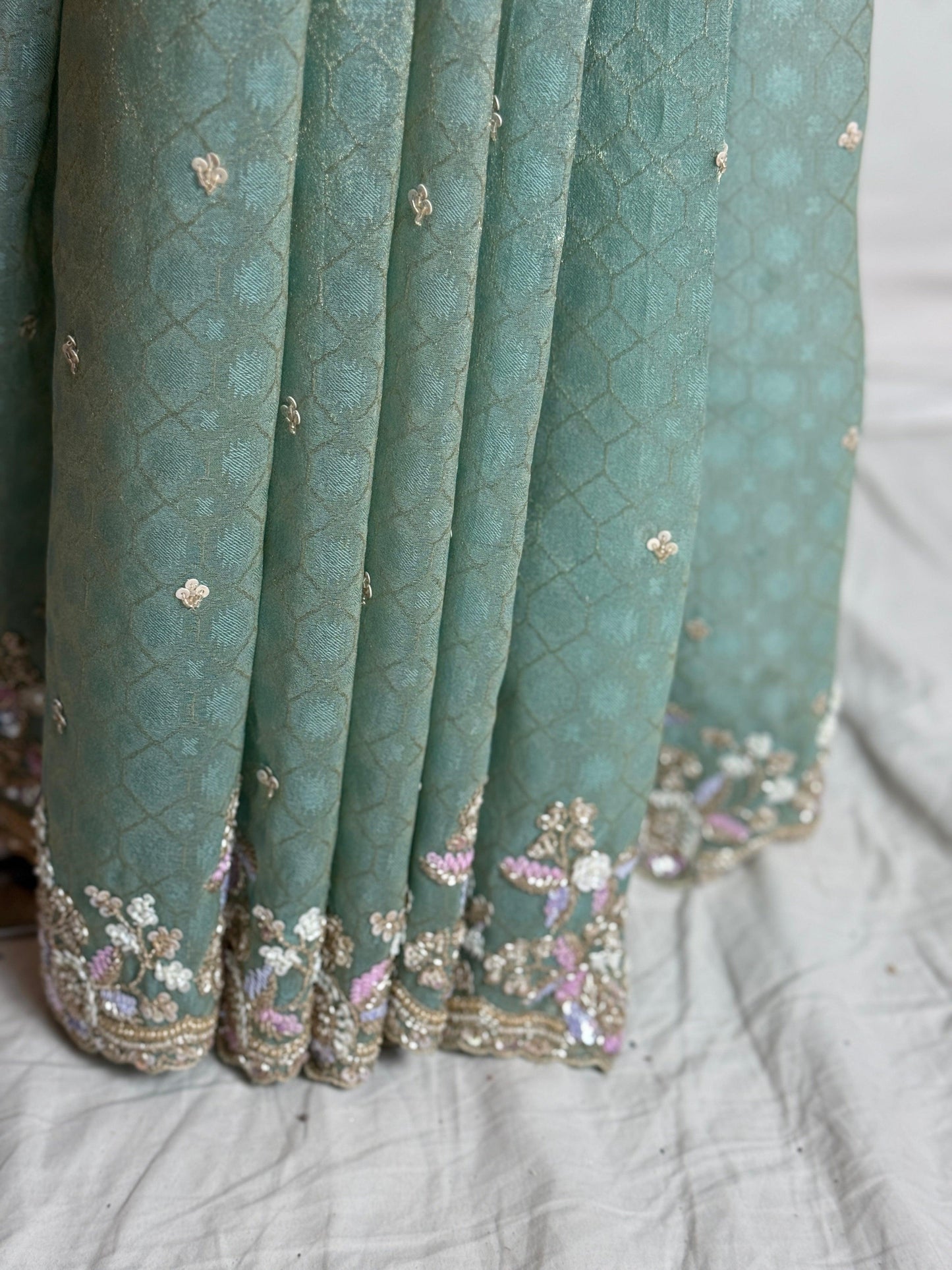 Green Tissue  Saree