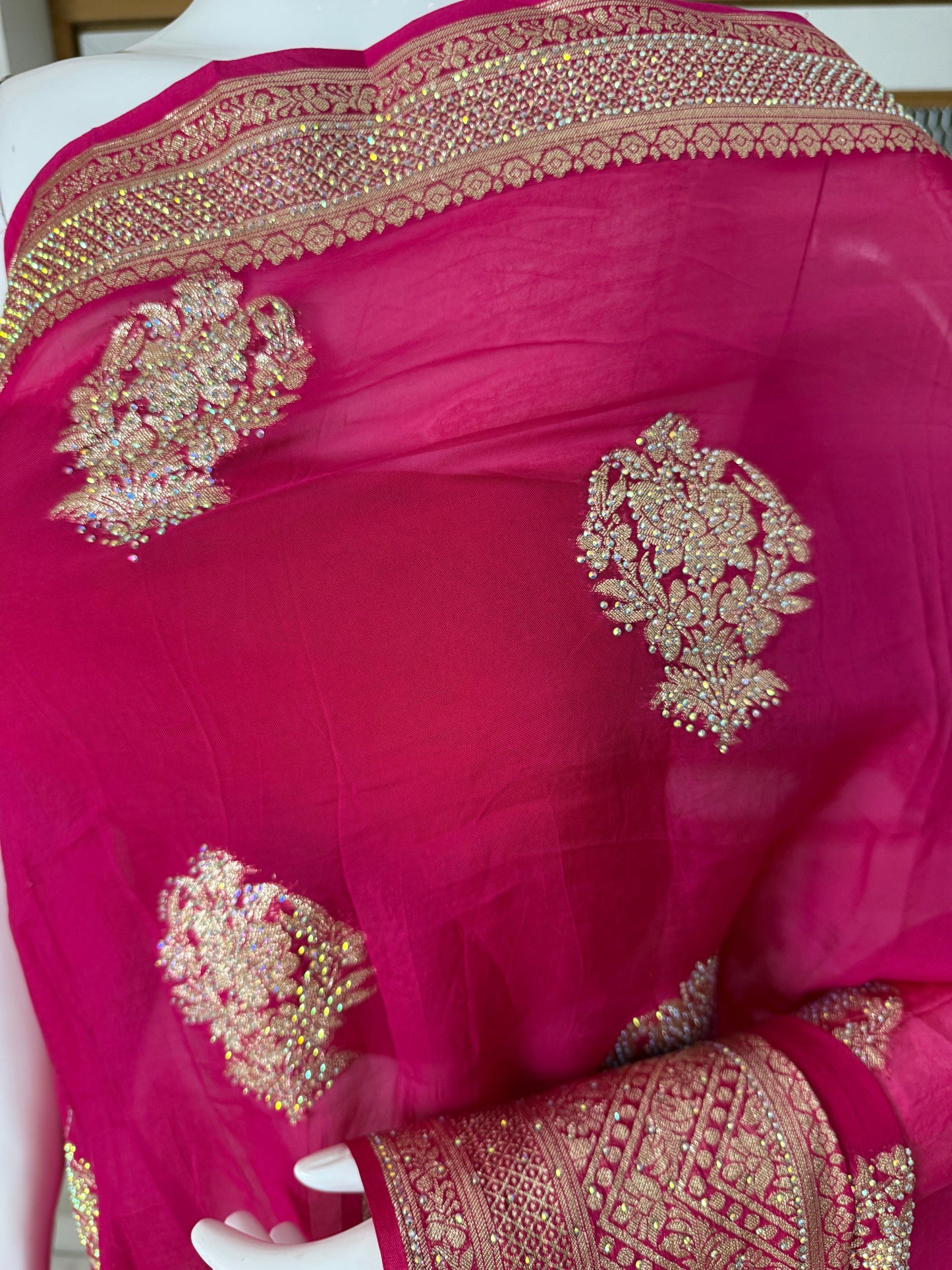 Rani Pink Chiffon Saree