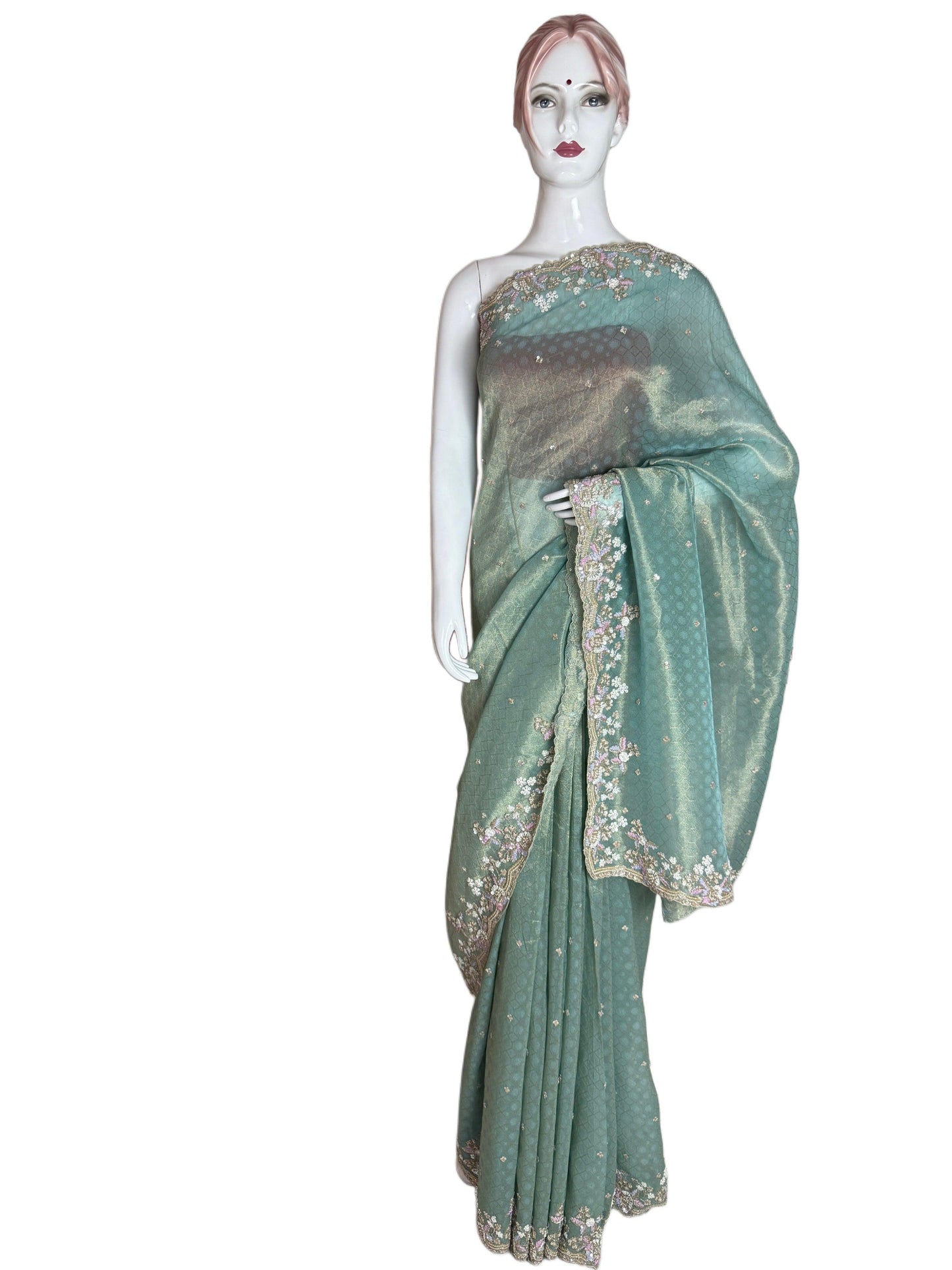 Green Tissue  Saree