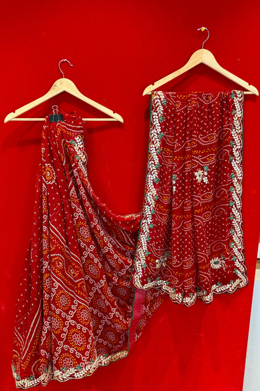 Red Bandhej Chunnri Dn-3398