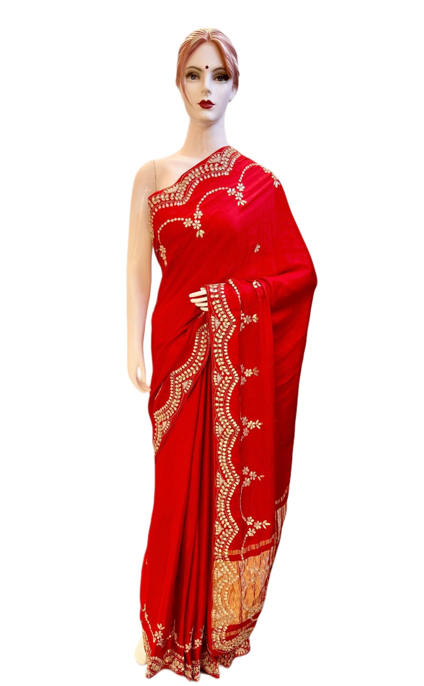 Red Gajji Silk Saree