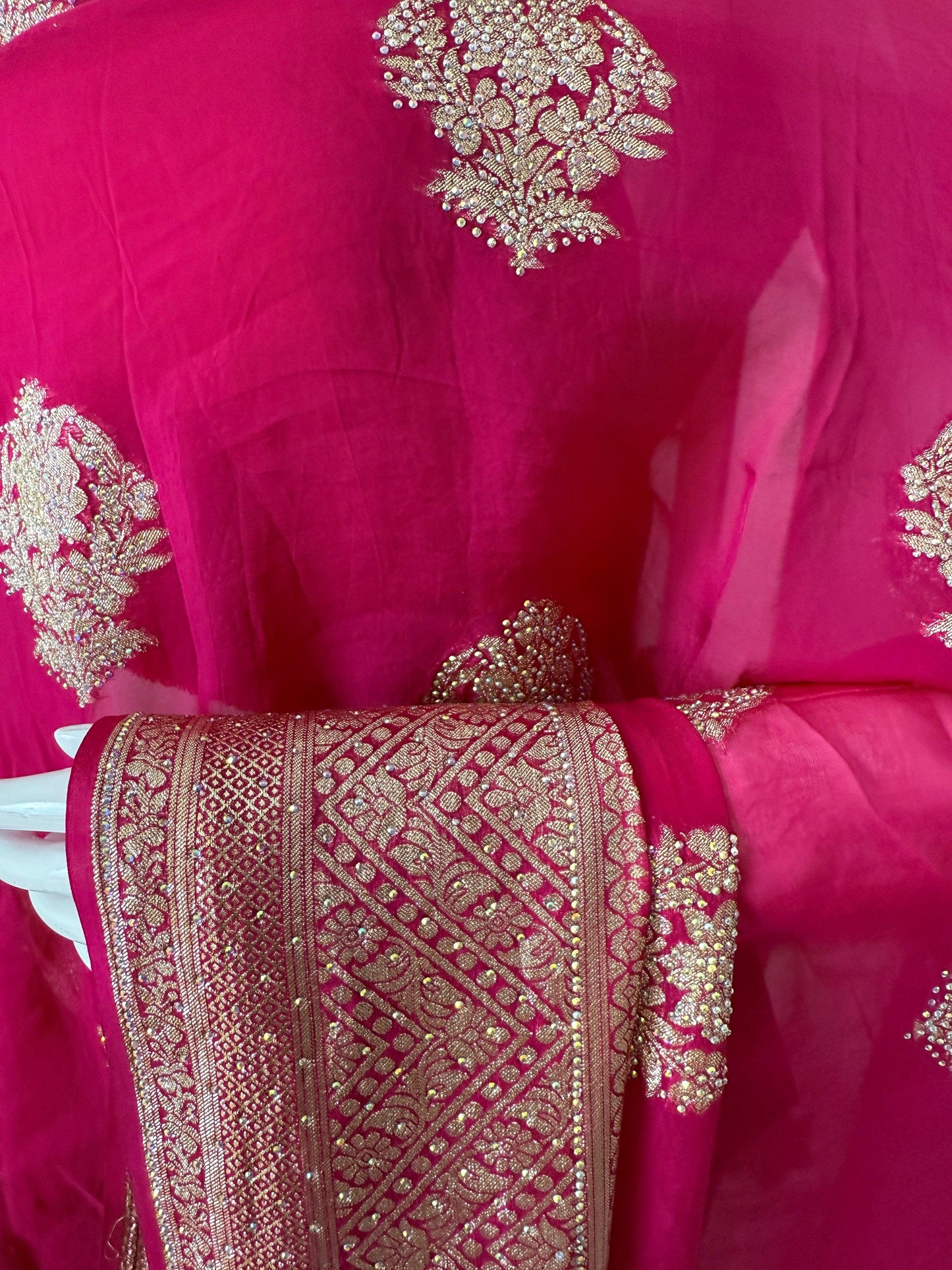 Rani Pink Chiffon Saree