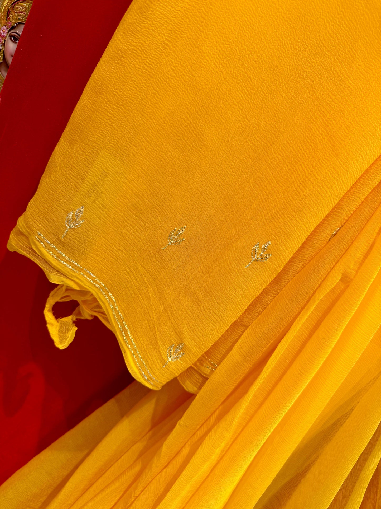 Yellow Diamond Chiffon Saree