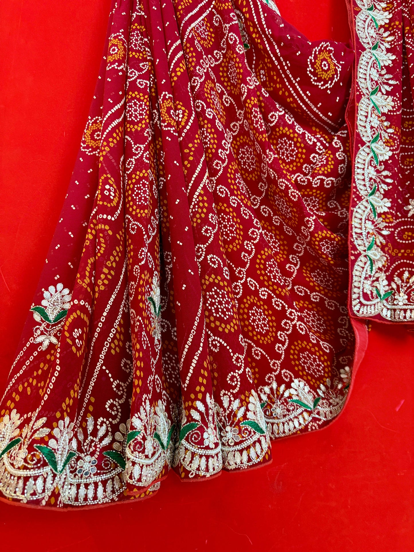 Red Bandhej Chunnri Dn-3399