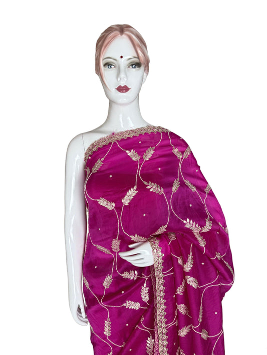 Magenta Royal Gottapatti Zaal Saree