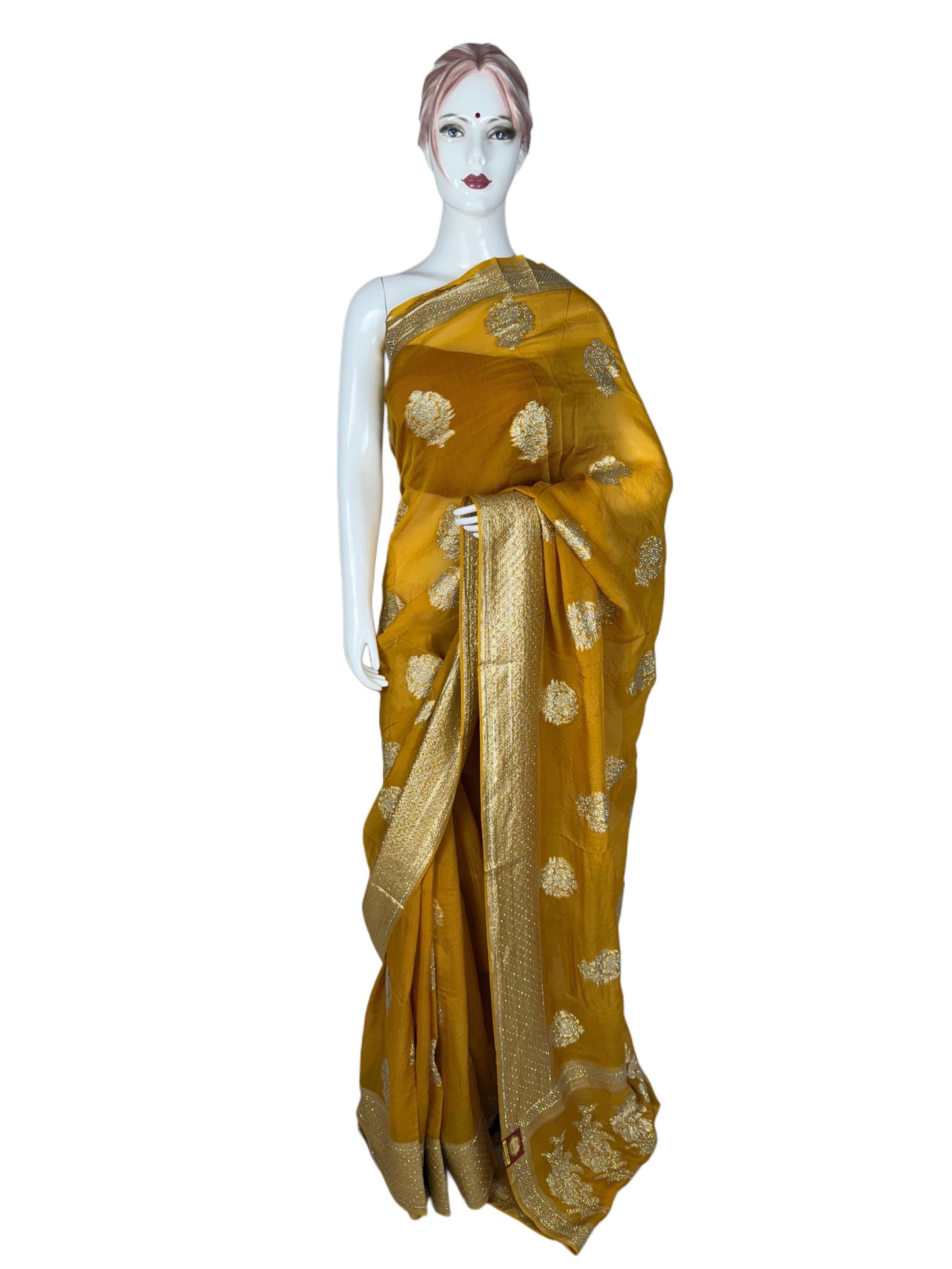 Mustard Chiffon Saree