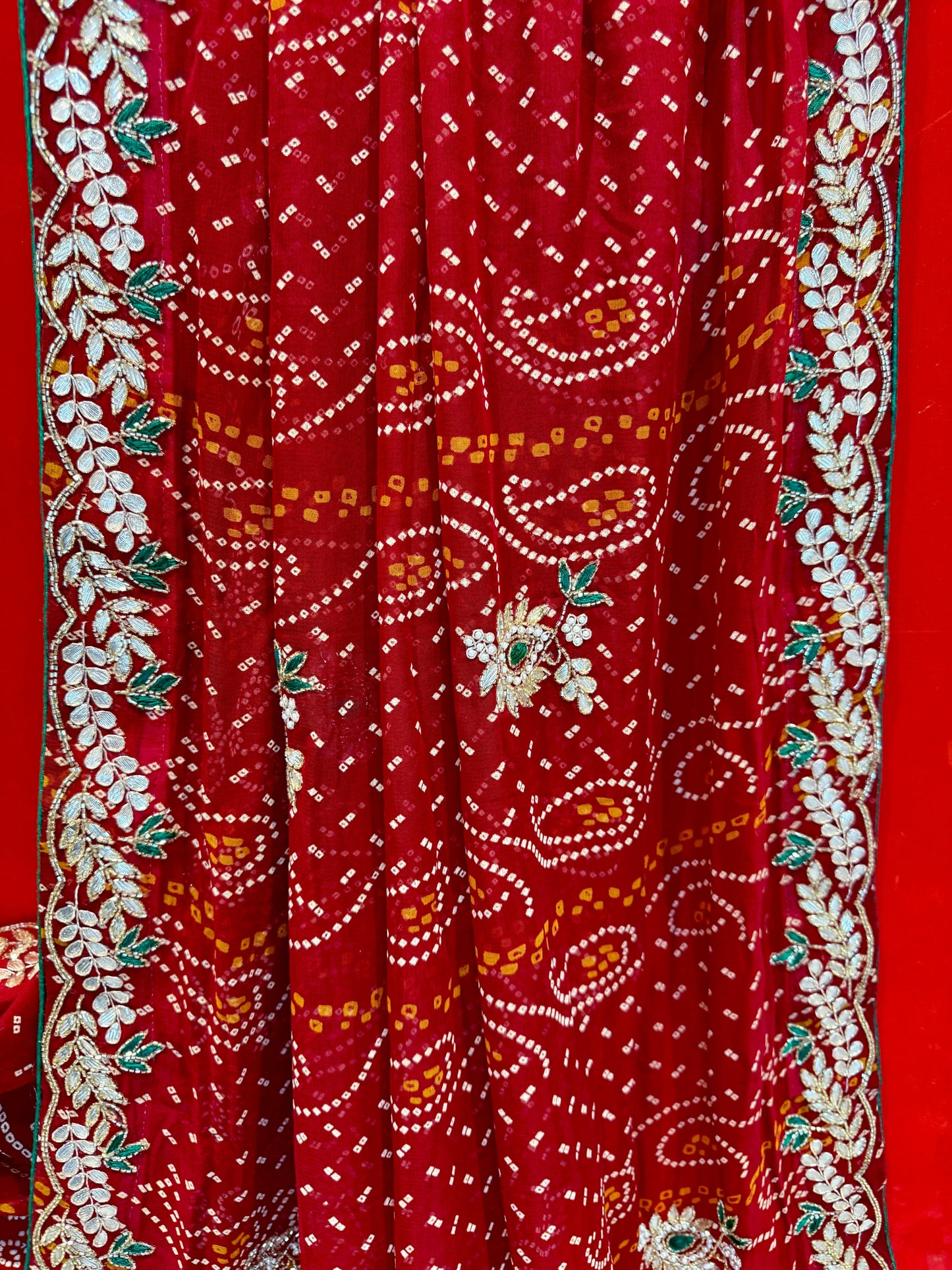 Red Bandhej Chunnri Dn-3398