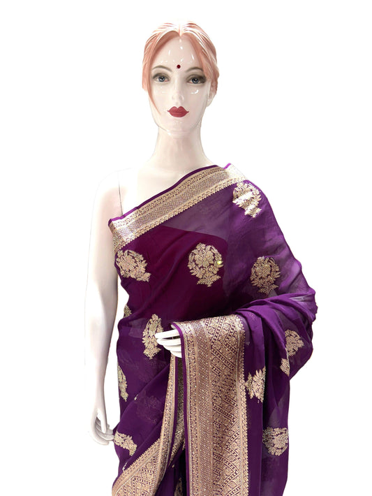 Purple Chiffon Saree