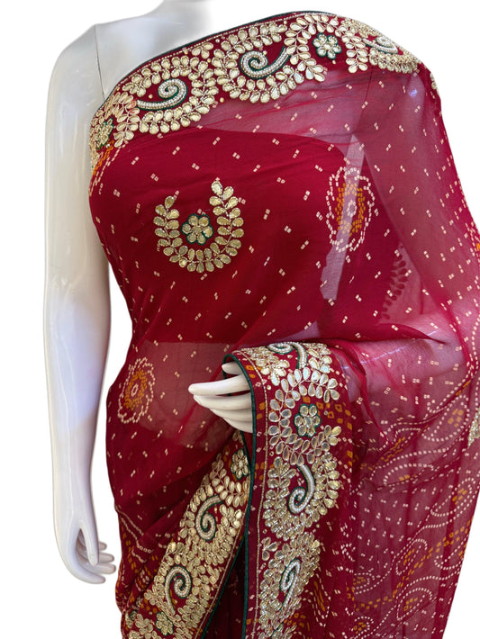 Red Ojhariya Saree