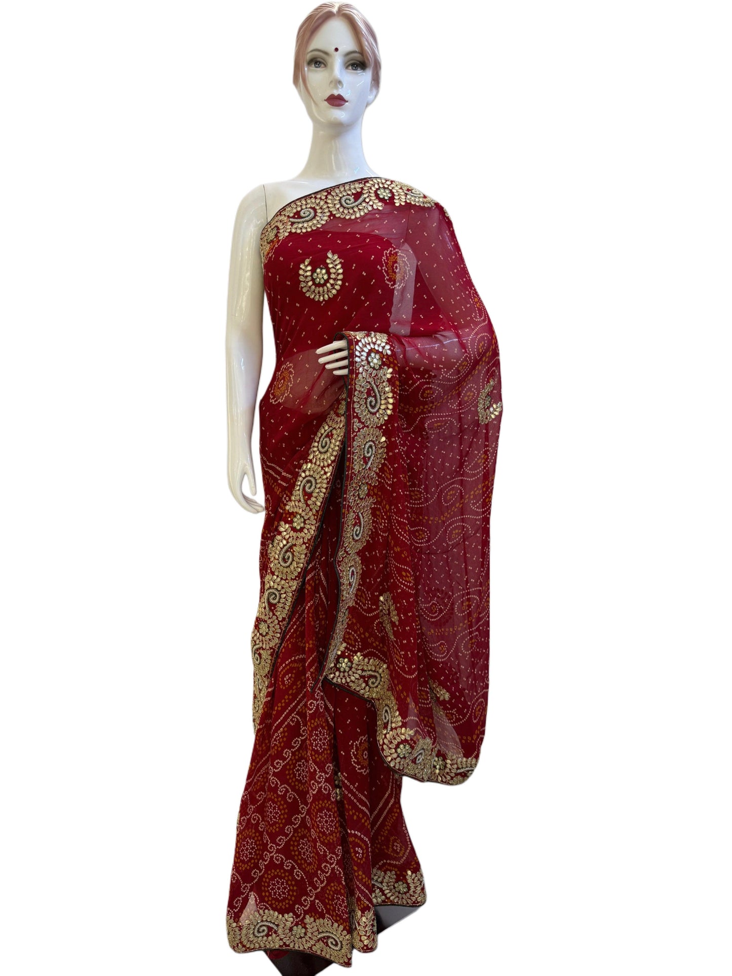 Red Ojhariya Saree